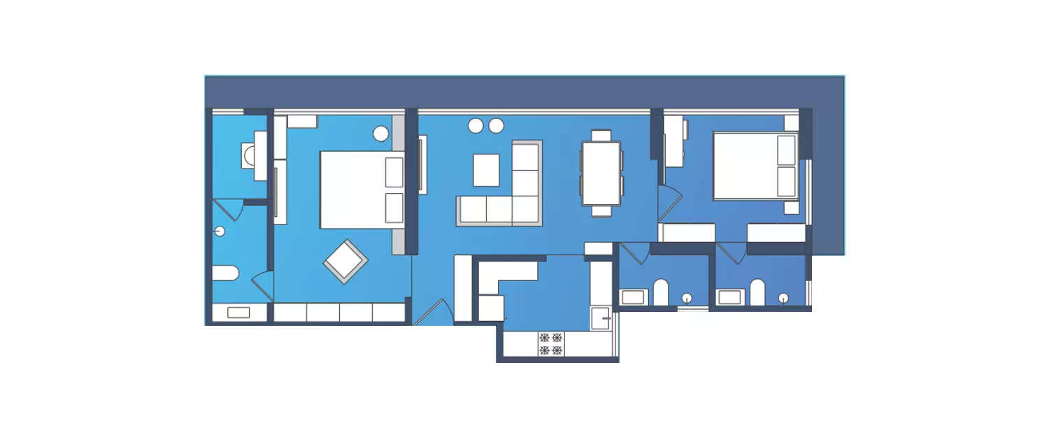 Floor plan for 2 BHK
