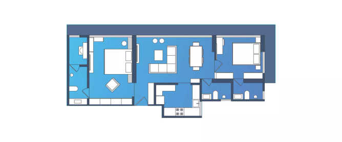 Marathon Sunset Gardens Mulund - Floor plan 2 BHK 725 Sq.ft