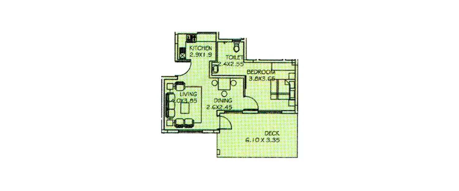 Floor plan for 1 BHK