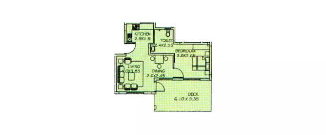 Paranjape Athashri Whitefield - Floor plan 1 BHK 819 Sq.ft