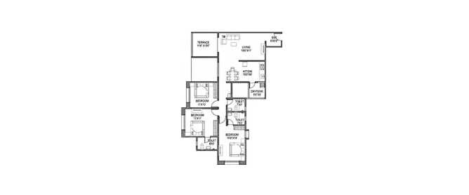 Paranjape Gloria Grand Bavdhan - Floor plan 3 BHK 1400 Sq.ft