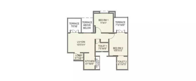 Paranjape Schemes Athashri Baner - Floor plan 2 BHK 780 Sq.ft