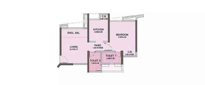 Puranik City Neral - Floor plan 1 BHK 442 Sq.ft