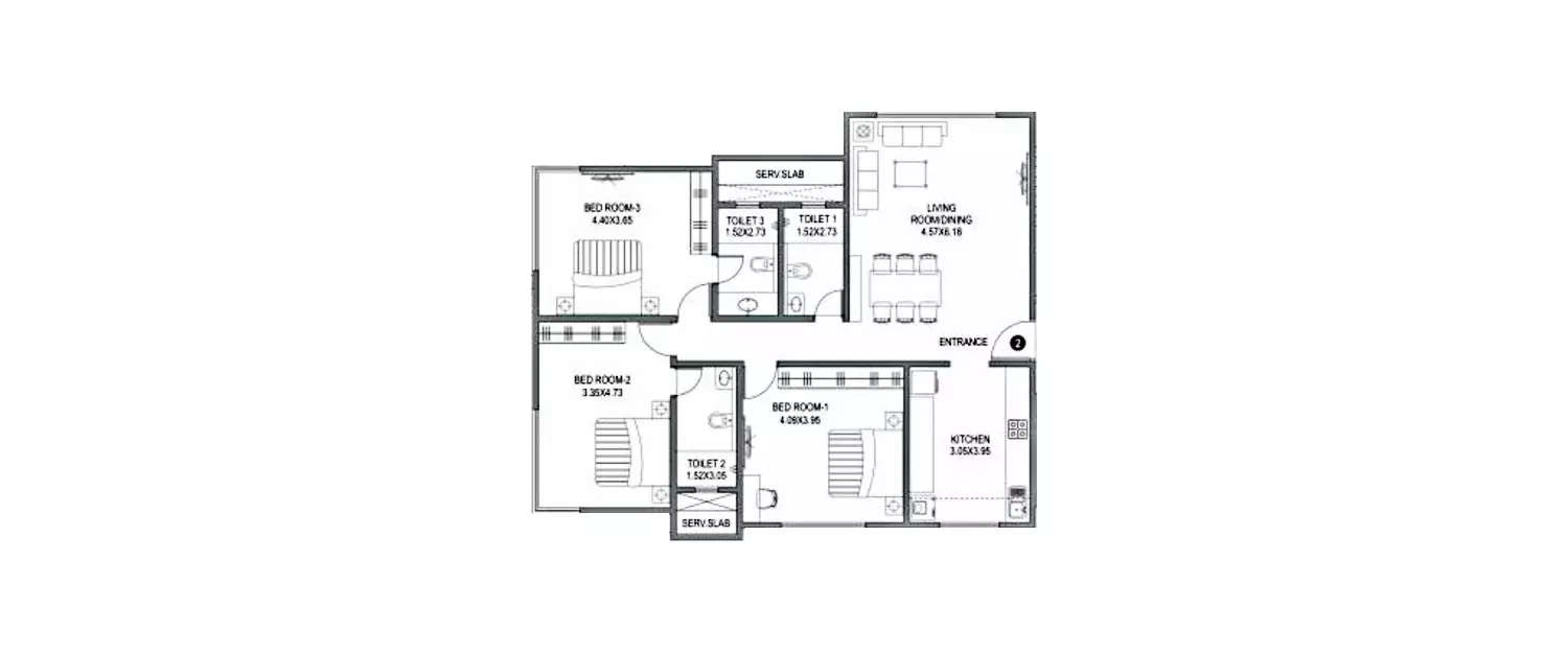 Floor plan for 4 BHK
