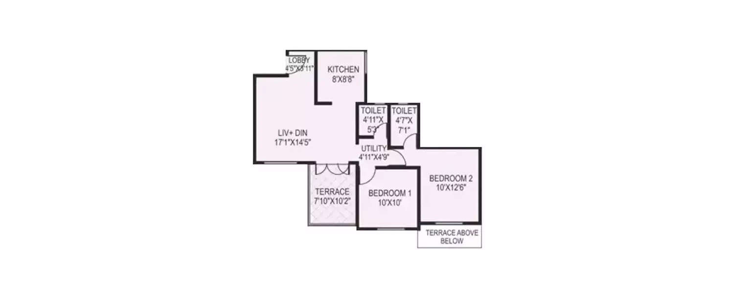 Floor plan for 2 BHK