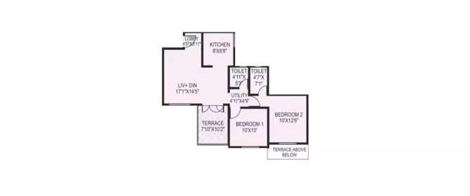 Paranjape Schemes Madhukosh Vadgaon Budruk - Floor plan 2 BHK 967 Sq.ft