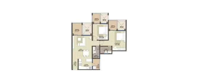 Purva Silversands Mundhwa - Floor plan 2 BHK 814 Sq.ft