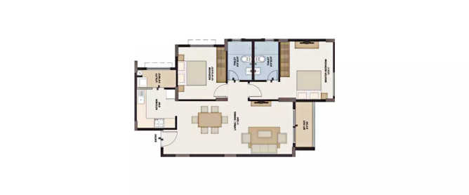 Provident Vriksha Herohalli - Floor plan 2 BHK 1116 Sq.ft