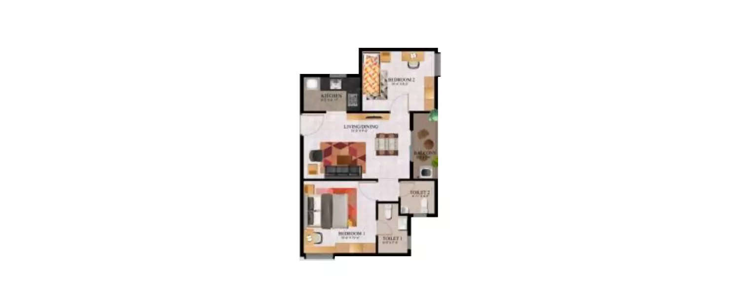 Floor plan for 2 BHK