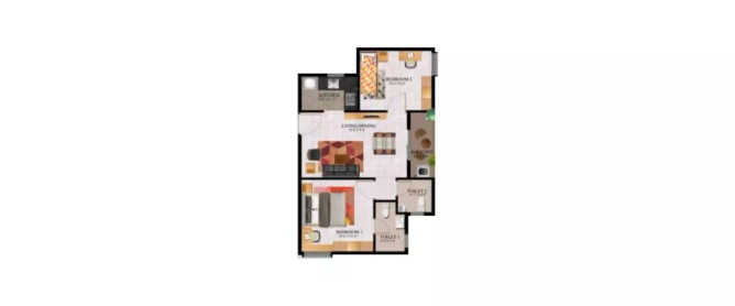 Alliance Jasmine Springs Thaiyur - Floor plan 2 BHK 714 Sq.ft