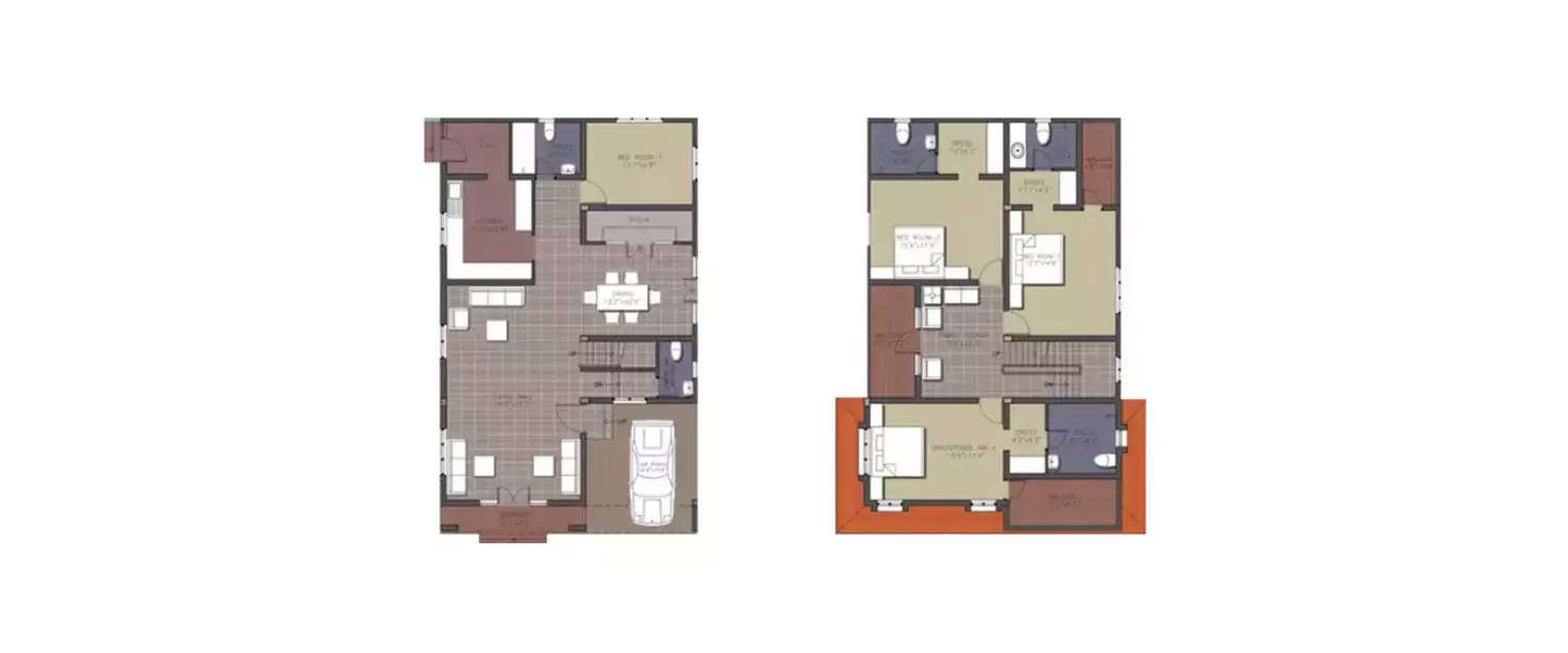 Floor plan for 3 BHK
