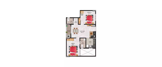 Alliance Jubilee Residences Guduvancheri - Floor plan 2 BHK 561 Sq.ft