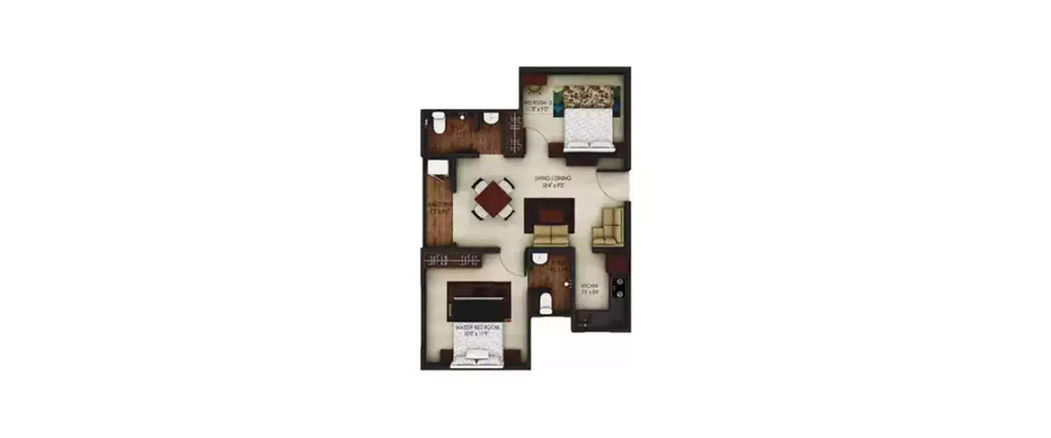 Floor plan for 2 BHK