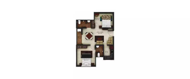 Urbanrise Codename Independence Day Padur - Floor plan 2 BHK 857 Sq.ft