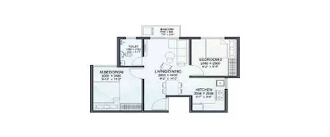 Sowparnika Indradhanush Hoskote - Floor plan 2 BHK 749 Sq.ft