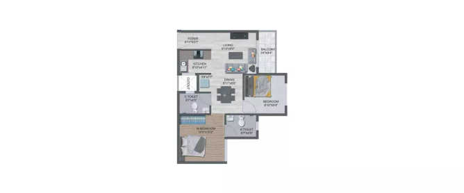 Sowparnika Flamenco Sarjapura - Floor plan 2 BHK 761 Sq.ft