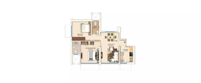 Chandak Cornerstone Worli - Floor plan 2 BHK 581 Sq.ft