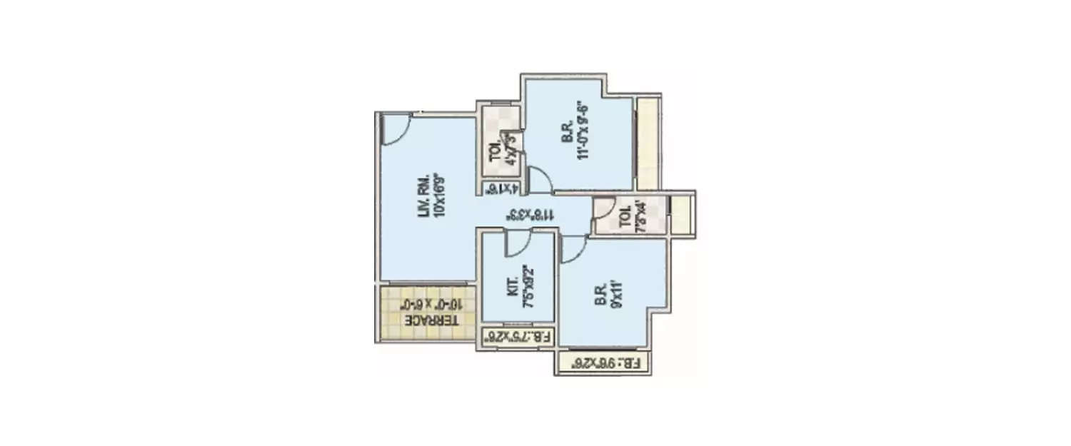 Floor plan for 2 BHK