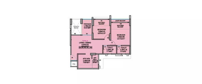 Kohinoor Sapphire Tathawade - Floor plan 2 BHK 547 Sq.ft