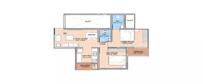 Kohinoor Aashiyana Kalyan - Floor plan 2 BHK 432 Sq.ft