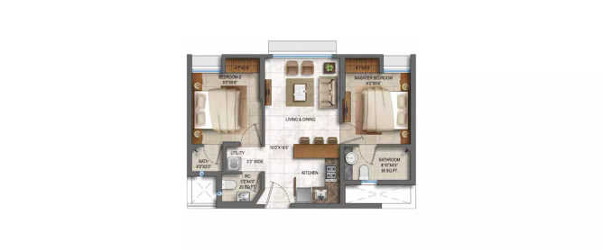 Lodha Crown GB Road Ghodbunder Road - Floor plan 2 BHK 496 Sq.ft