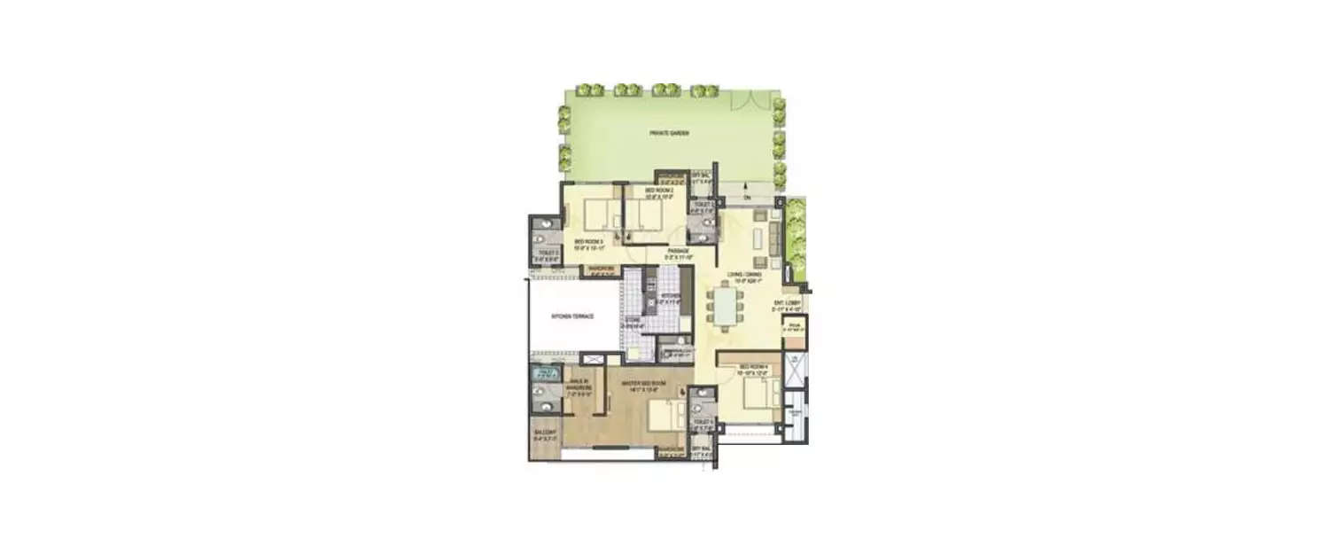 Floor plan for 4 BHK