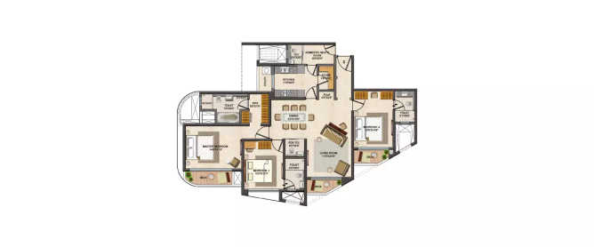 Lodha Fiorenza Goregaon - Floor plan 3 BHK 1279 Sq.ft