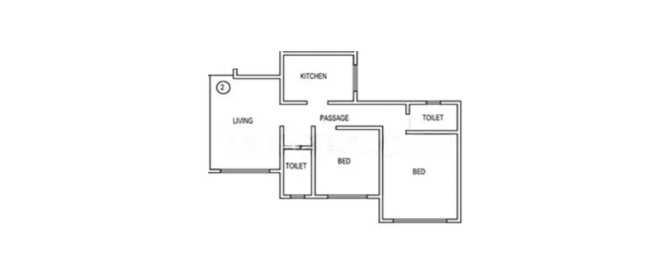 Lodha Global Park Dombivali - Floor plan 2 BHK 582 Sq.ft