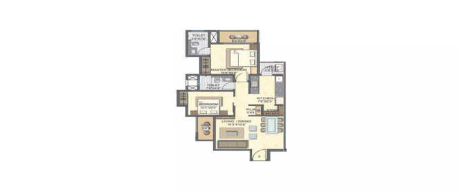 Lodha Palava Casario Gold Dombivali - Floor plan 2 BHK 864 Sq.ft