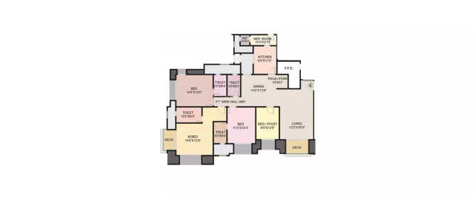 Hiranandani Bridgewood Egattur - Floor plan 4 BHK 2220 Sq.ft