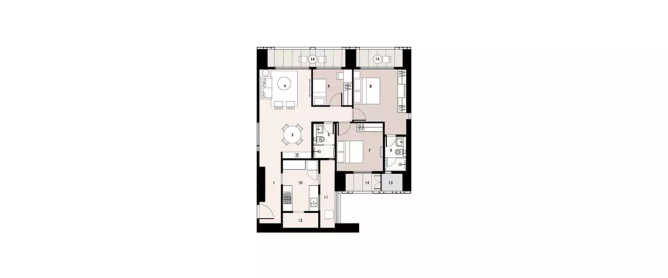 Lodha Enchante Wadala - Floor plan 3 BHK 1086 Sq.ft