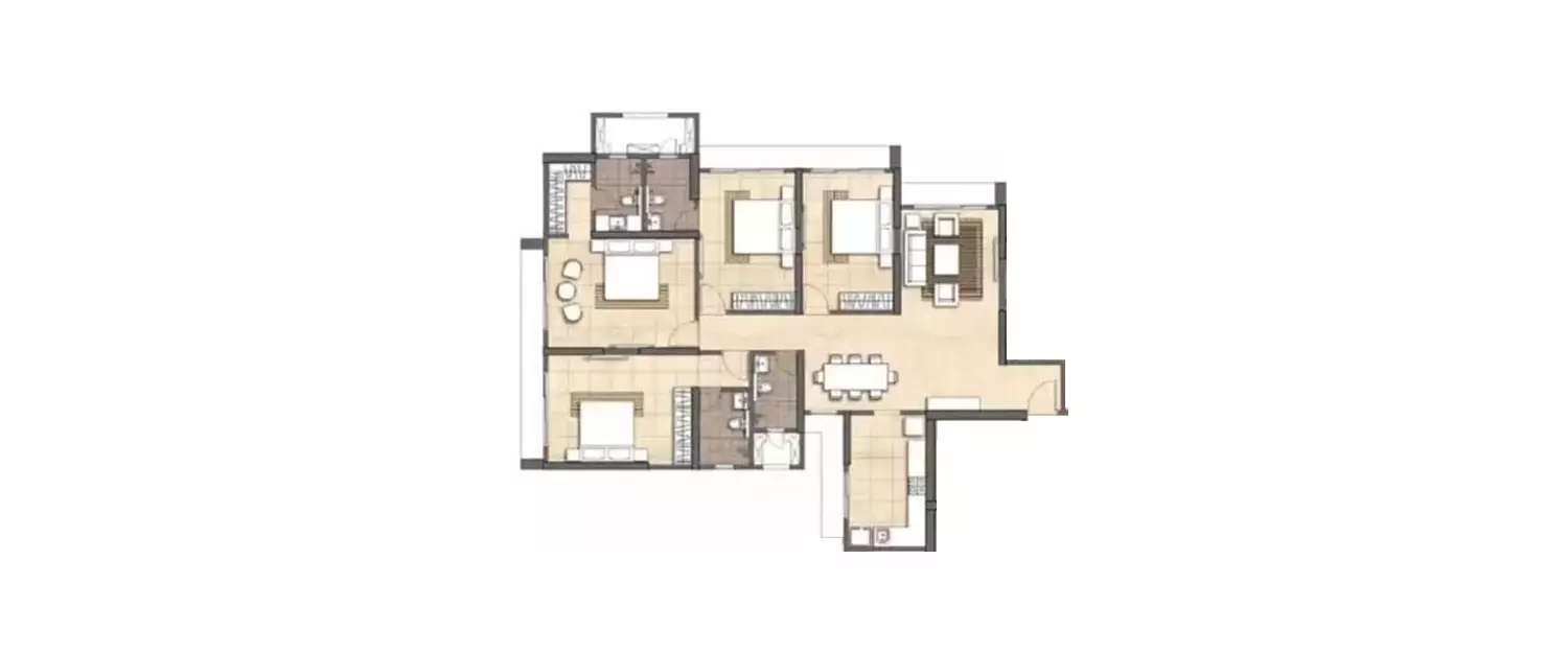 Floor plan for 4 BHK