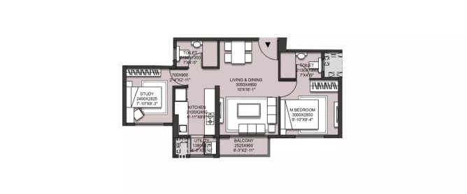 South Avenue At Runwal Gardens Dombivali - Floor plan 2 BHK 507 Sq.ft