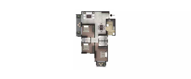 Hiranandani Crossgate Devanahalli - Floor plan 3 BHK 1117 Sq.ft