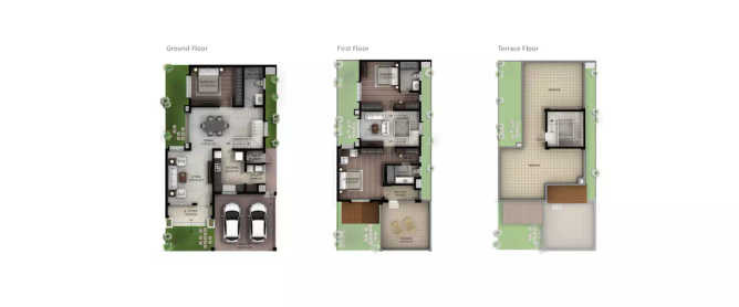 Hiranandani The Cottages Devanahalli - Floor plan 3 BHK 1853 Sq.ft