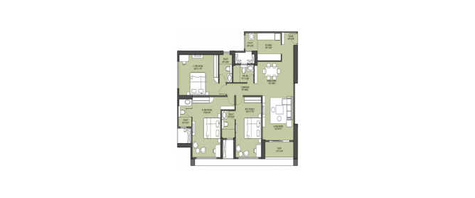 Runwal Nirvana Parel - Floor plan 3 BHK 1325 Sq.ft