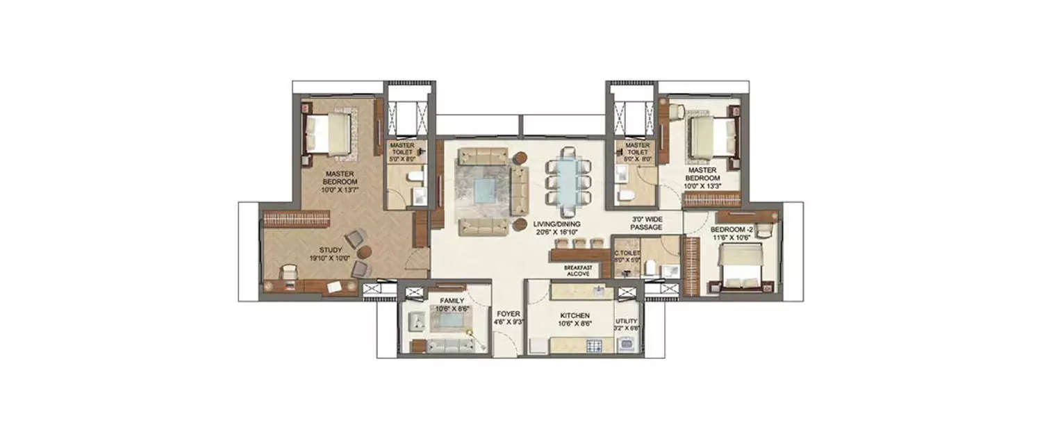 Floor plan for 4 BHK