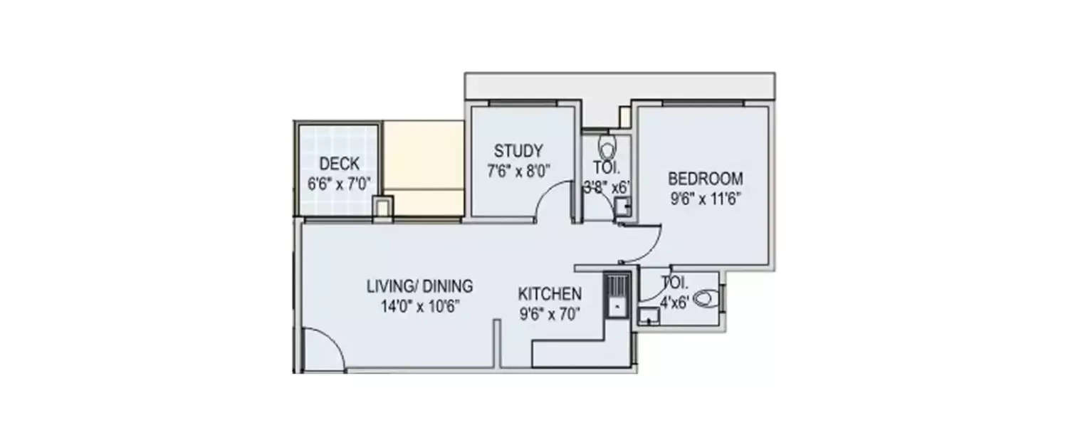 Floor plan for 1.5 BHK