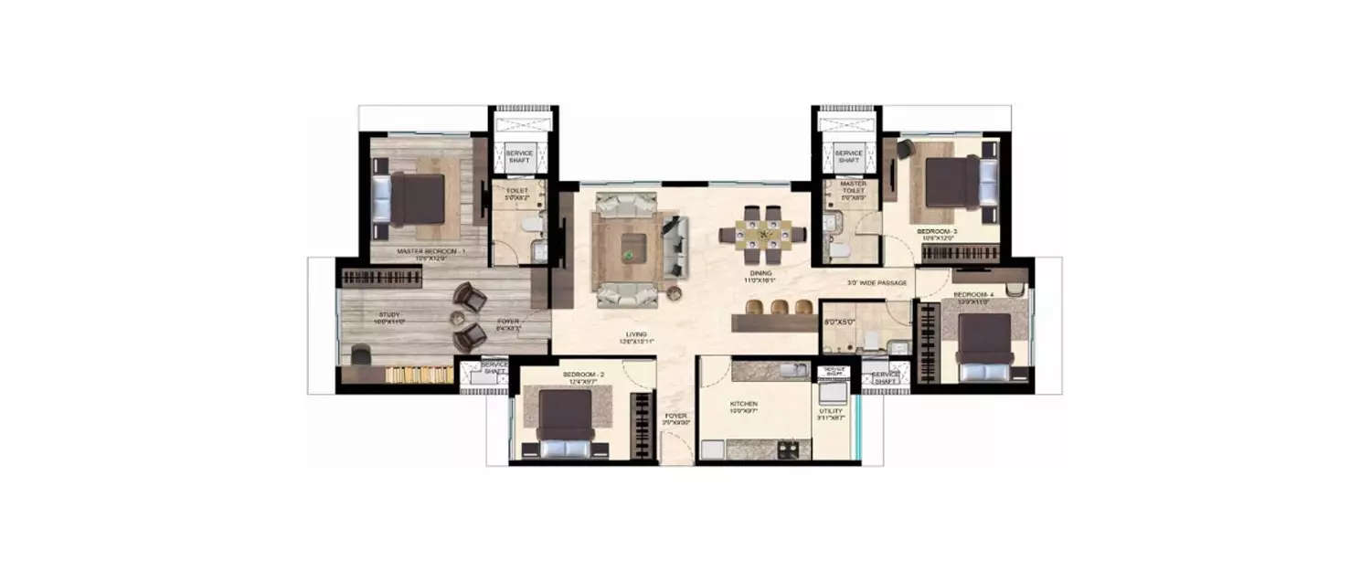 Floor plan for 4 BHK