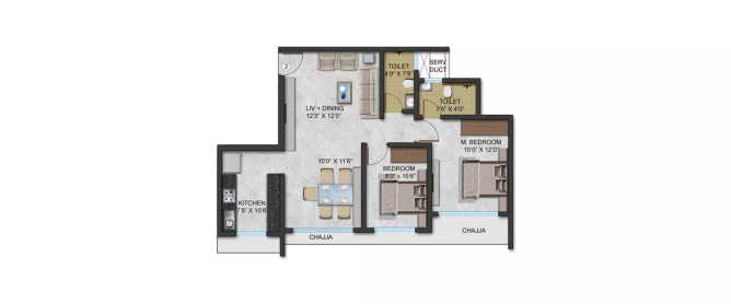 Runwal Broadway Kanjurmarg - Floor plan 2 BHK 489 Sq.ft