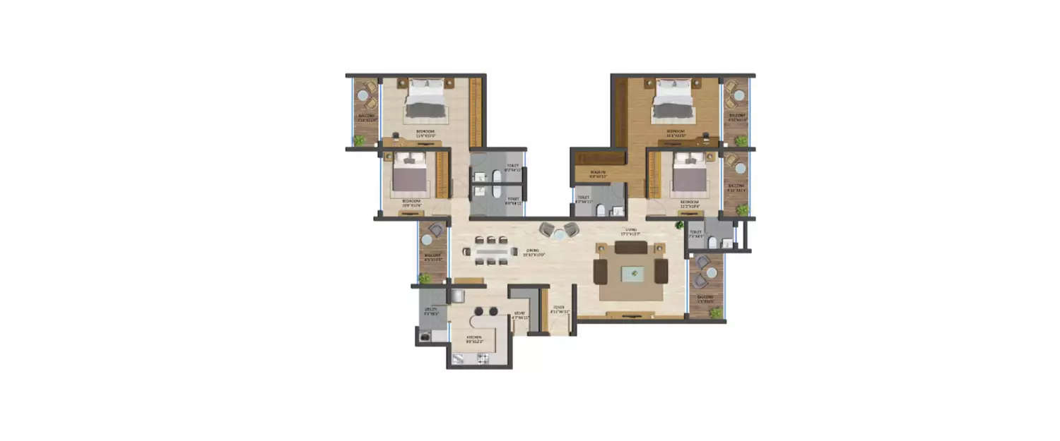 Floor plan for 4 BHK