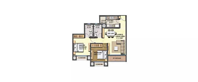 Runwal Park Side Kanjurmarg - Floor plan 2 BHK  Sq.ft