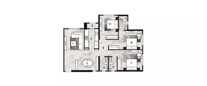 Rustomjee Summit Borivali - Floor plan 3 BHK 1173 Sq.ft