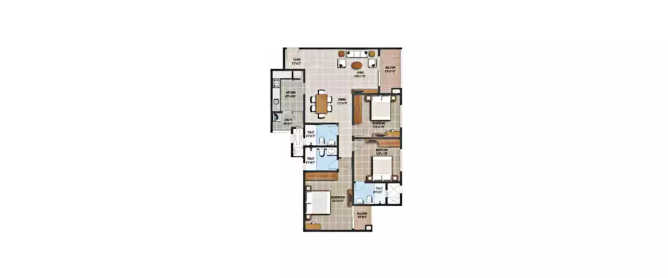 Purva Palm Beach Kyalasanahalli - Floor plan 3 BHK 1630 Sq.ft