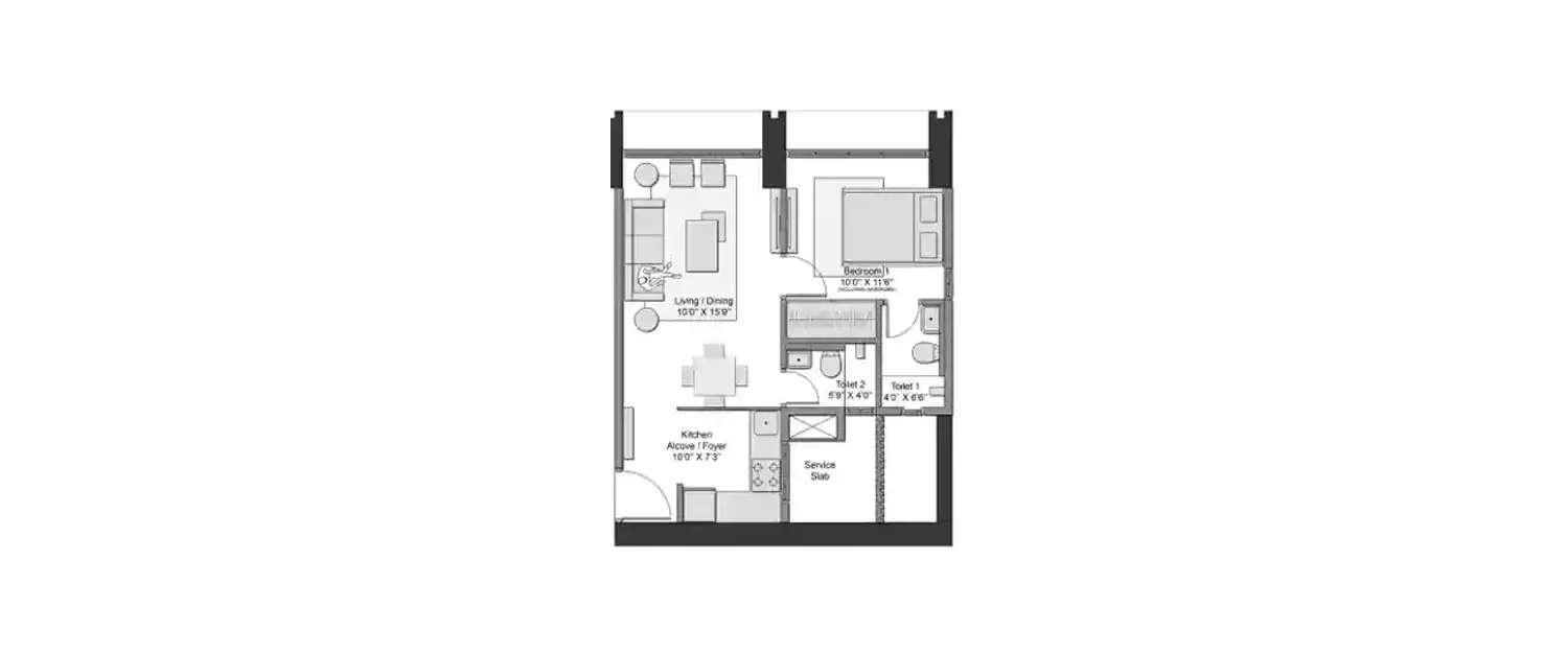 Floor plan for 1 BHK