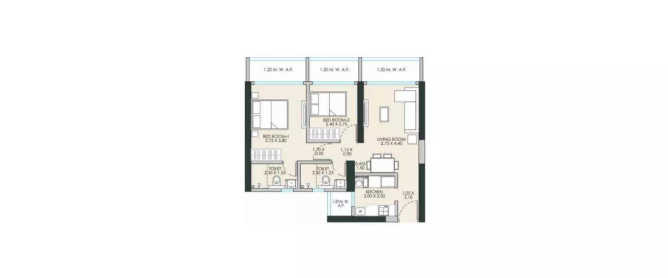 JP Codename Dream Home Mira Bhayandar - Floor plan 2 BHK 638 Sq.ft