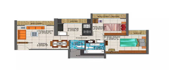 Arihant Catalina Panvel - Floor plan 2 BHK  Sq.ft