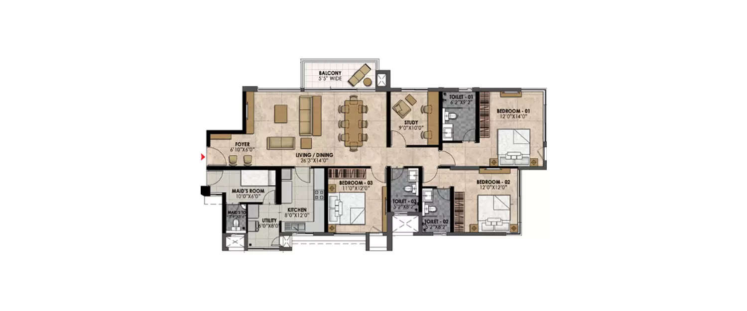 Floor plan for 3.5 BHK