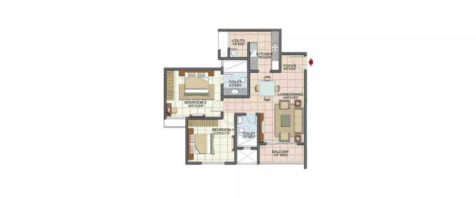 Prestige Song Of The South Yelenahalli - Floor plan 2 BHK 840 Sq.ft