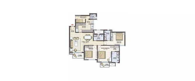 Prestige Pine Wood Koramangala - Floor plan 3 BHK 1839 Sq.ft